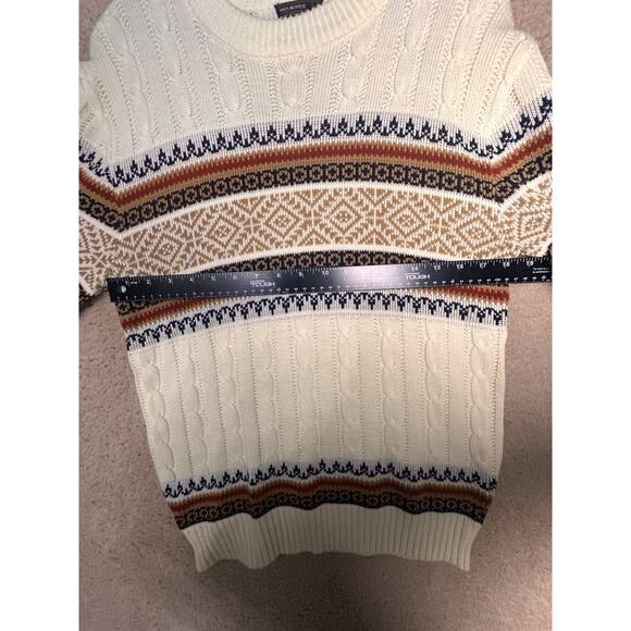 Vtg JCPenney's Men's Cream Rust Knit Fair Isle Nordic Ski Sweater Size M 70’s EC - Picture 10 of 15